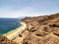 Wide view of the coast with beautiful white beach Royalty Free Stock Photo