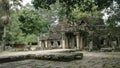 Wide view of a courtyard in the ruins of banteay kdei temple at angkor wat
