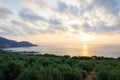 Wide view of a Cretan landscape, island of Crete, Greece Royalty Free Stock Photo