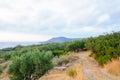 Wide view of a Cretan landscape, island of Crete, Greece Royalty Free Stock Photo