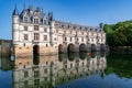 Wide view of the famous historical castle Chenonceau in France Royalty Free Stock Photo