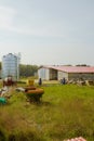 Wide view of farm buildings Royalty Free Stock Photo