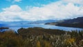 Wide view of the flooded lake pedder in tasmania