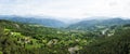 Wide view of a green mountainous landscape Royalty Free Stock Photo