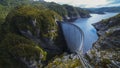 Wide view of strathgordon dam in tasmania Royalty Free Stock Photo