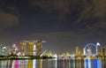 Wide view landmark of Singapore on twilight