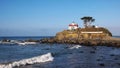 Wide view of the lighthouse at crescent city along the north california coast Royalty Free Stock Photo