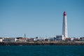 Wide view Lighthouse on Culatra Island in Ria Formosa Royalty Free Stock Photo