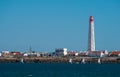 Wide view Lighthouse on Culatra Island in Ria Formosa Royalty Free Stock Photo