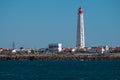Wide view Lighthouse on Culatra Island in Ria Formosa Royalty Free Stock Photo