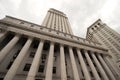 Wide view looking up at the United States Court House, lower Manhattan Royalty Free Stock Photo