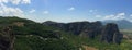 Wide View of Meteora, Greece and Old Monastery Royalty Free Stock Photo