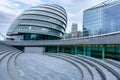 Wide view of More London from the Scoop, a business and tourist destination next to the River Thames