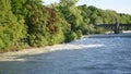 High water of Isar river in central Munich Hochwasser