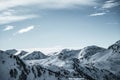 Wide view of Nocky mountains in austrian Alps. Sunny day with blue sky. Royalty Free Stock Photo