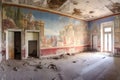 wide view of old mural before restoration process