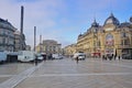 A wide view of Place de la Comedie square in Montpellier, Herault in Southern France