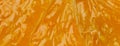 Wide view. Pulp of orange close-up, macro photo. Vegetarian food. Flat lay, top view, copy space Royalty Free Stock Photo