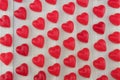 Wide View of Red Gummy Hearts at Angle