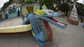 Wide view of reproduction of a Chinese dragon in the recreational park Jipiro
