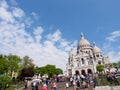 Wide view of Sacre Couer on clear day, Paris, France