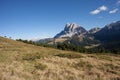 Wide view on the Sass de Putia group in the Italian Dolomites area Royalty Free Stock Photo