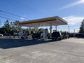 Lynnwood, WA USA - circa September 2023: Wide view of a Shell gas station Royalty Free Stock Photo