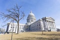 Wide view of state capitol building in Madison, Wisconsin, USA Royalty Free Stock Photo