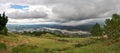 Wide view with storm and rain clouds from the mountain lang biang in Da-lat, Vietnam. Royalty Free Stock Photo