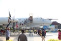 Wide View of Tu-142 Aircraft with Tourists