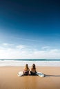 Surfer girls at the beach Royalty Free Stock Photo