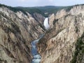 Wide view of upper yellowstone falls from artist point in yellowstone Royalty Free Stock Photo