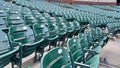 Wide view of vacant seats at Oracle Park stadium in San Francisco