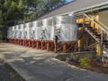 Wide view of wine vats at winery Royalty Free Stock Photo