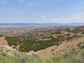 Wyoming landscape with a paved road snaking through the valley in Cody Royalty Free Stock Photo