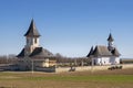 Zosin monastery in Moldavia on a sunny day in spring. Wide view Royalty Free Stock Photo