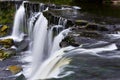 Wide waterfall in summer time