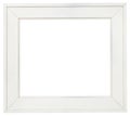 Wide white wood picture frame with cut out canvas Royalty Free Stock Photo