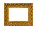 Wide wood carved ornamental picture frame cutout Royalty Free Stock Photo