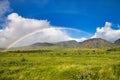 Wideangle view of a rainbow over west maui.