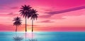 Wideformat tropical sunset with radiant palm silhouett. Royalty Free Stock Photo