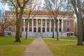 Widener Library at Harvard University with Visitors on Front Steps Royalty Free Stock Photo
