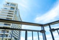 Wideness view in balcony of room on high-rise building Royalty Free Stock Photo