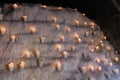 Wider view of Candles over wax in many floors Royalty Free Stock Photo