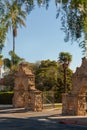 Wider view of entry to private neighborhood in Santa Barbara, California