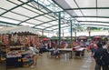 Wider view of Kuranda indoor market with handmade crafts in Queensland, Australia