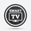 Widescreen Smart TV sign icon. Television set.