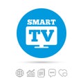 Widescreen Smart TV sign icon. Television set.