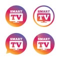 Widescreen Smart TV sign icon. Television set.