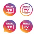 Widescreen Smart TV sign icon. Television set.